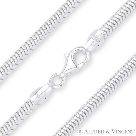 5mm Flexible Snake Link Italian Chain Necklace in .925 Sterling Silver - 24"